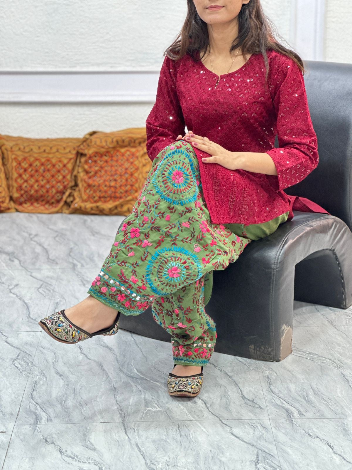 3-Piece Chikankari Pant Set