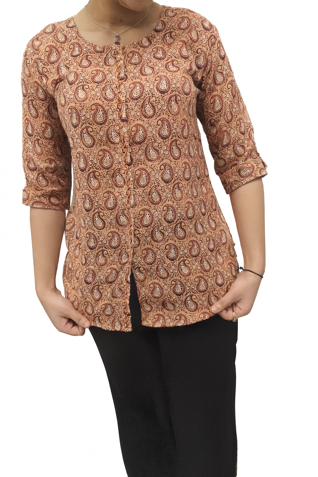 Terracotta Paisley Button Kurti