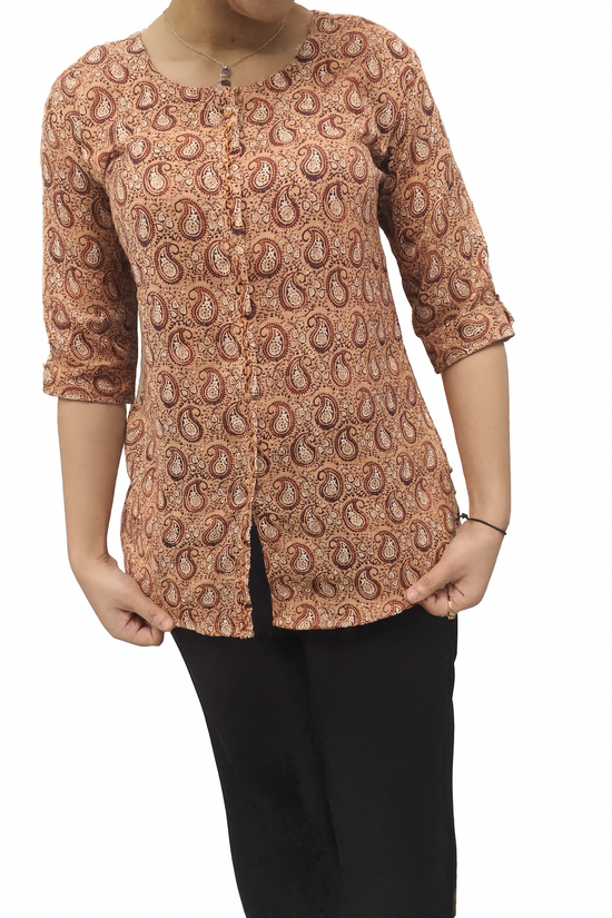 Terracotta Paisley Button Kurti