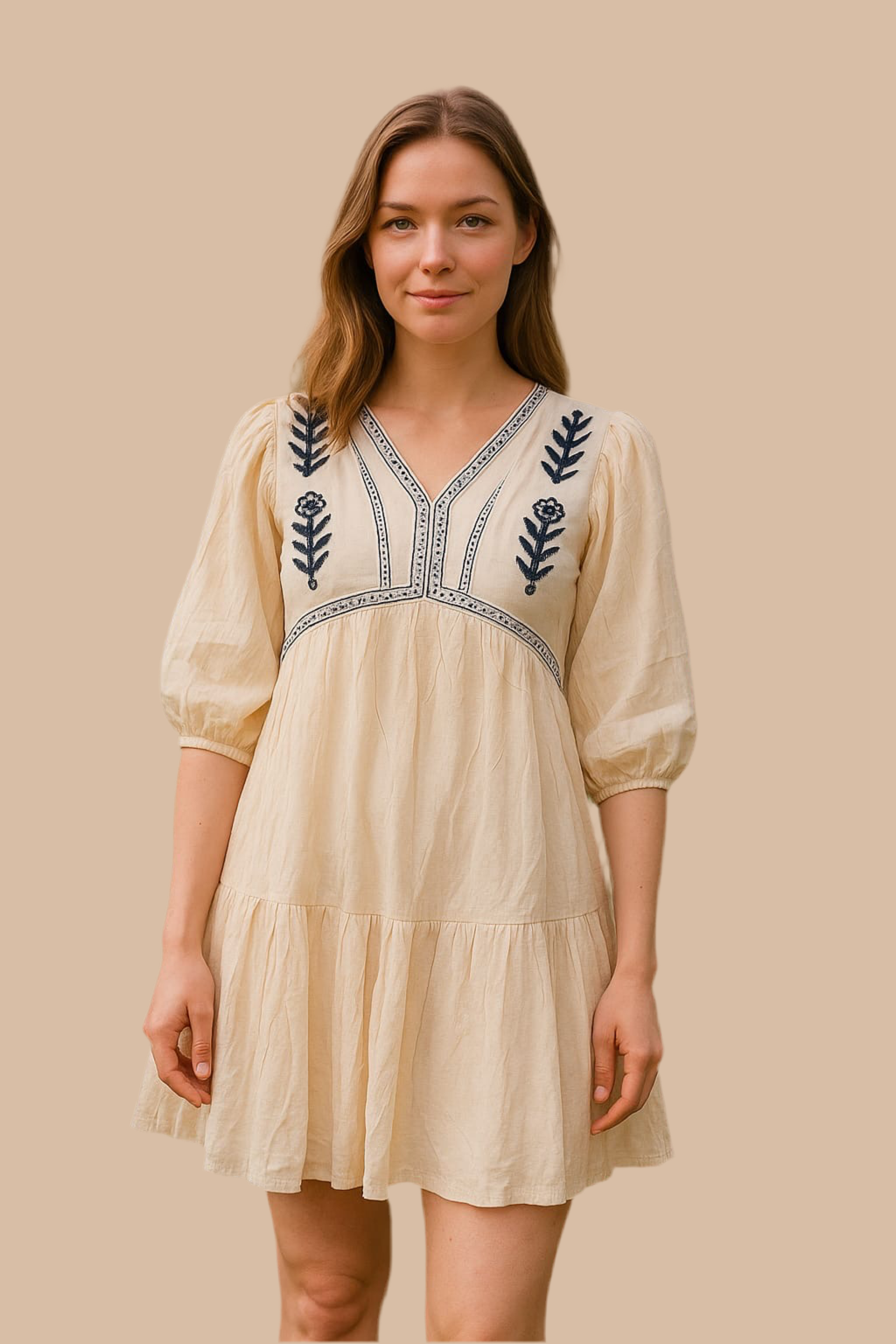 Robe courte blanc cassé
