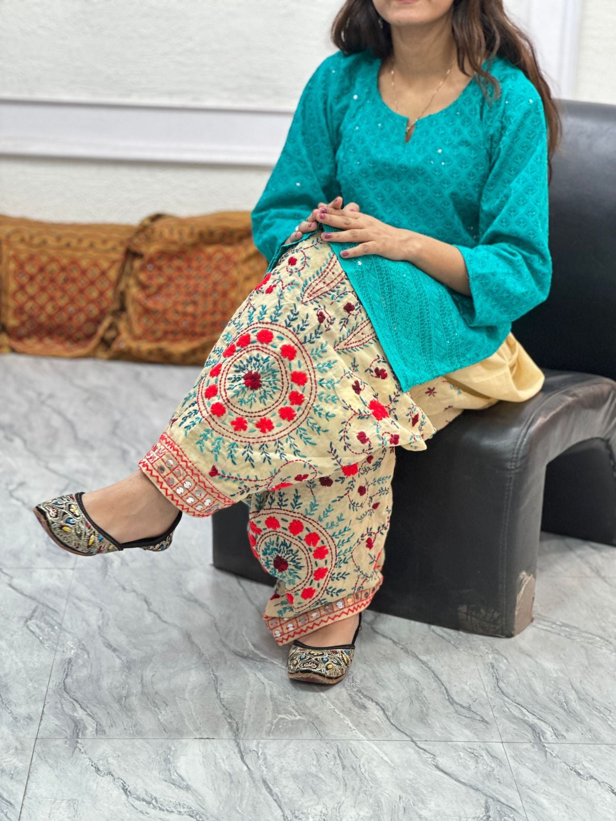 3-Piece Chikankari Pant Set