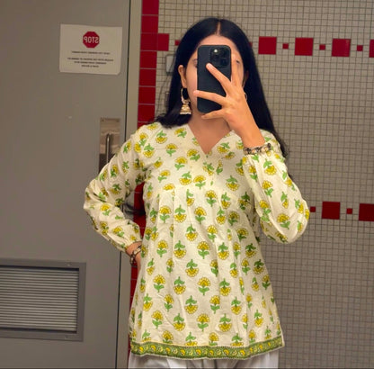 The Gulnaaz Kurti Yellow Fits S-L