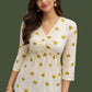 Cream Heart Print Cotton Short Top