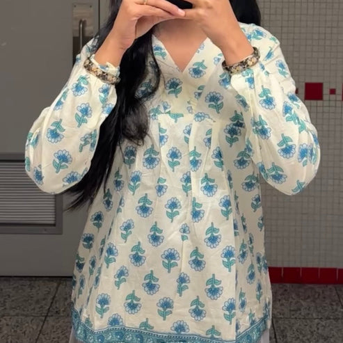 The Gulnaaz Kurti Blue Fits S-L