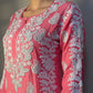 Tunique longue Chikankari Premium rose foncé