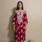 Cotton Straight Chikankari Kurti with Floral Print