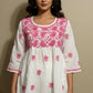 Beautiful White Chikankari Frock Style Short Top