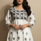 Beautiful White Chikankari Frock Style Short Top