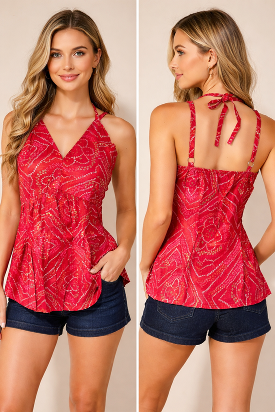Bandhani Strap Short Top