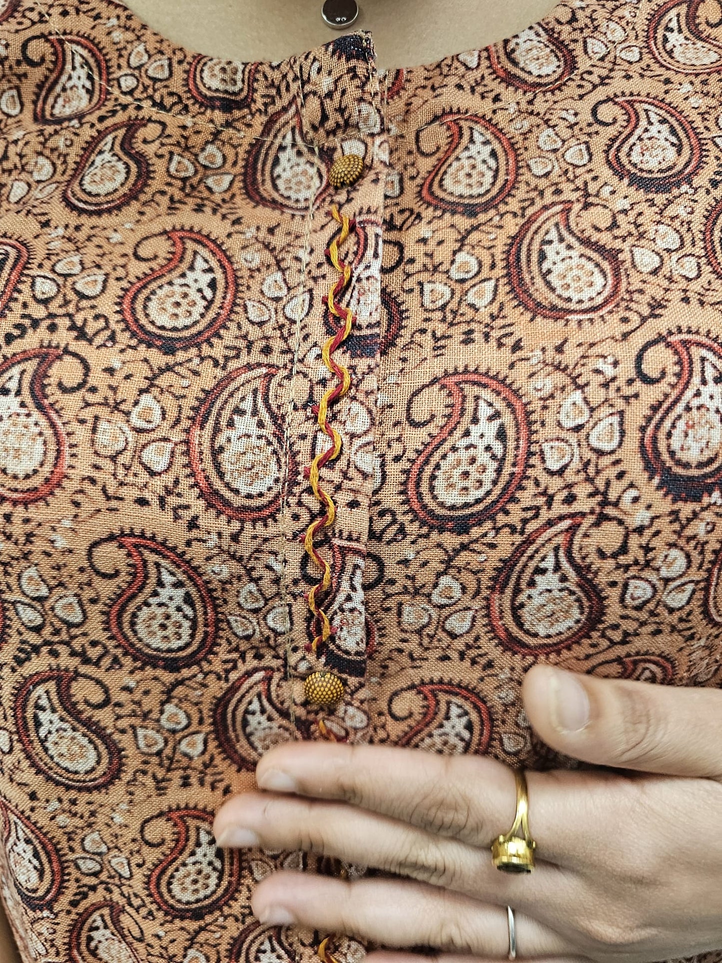 Terracotta Paisley Button Kurti