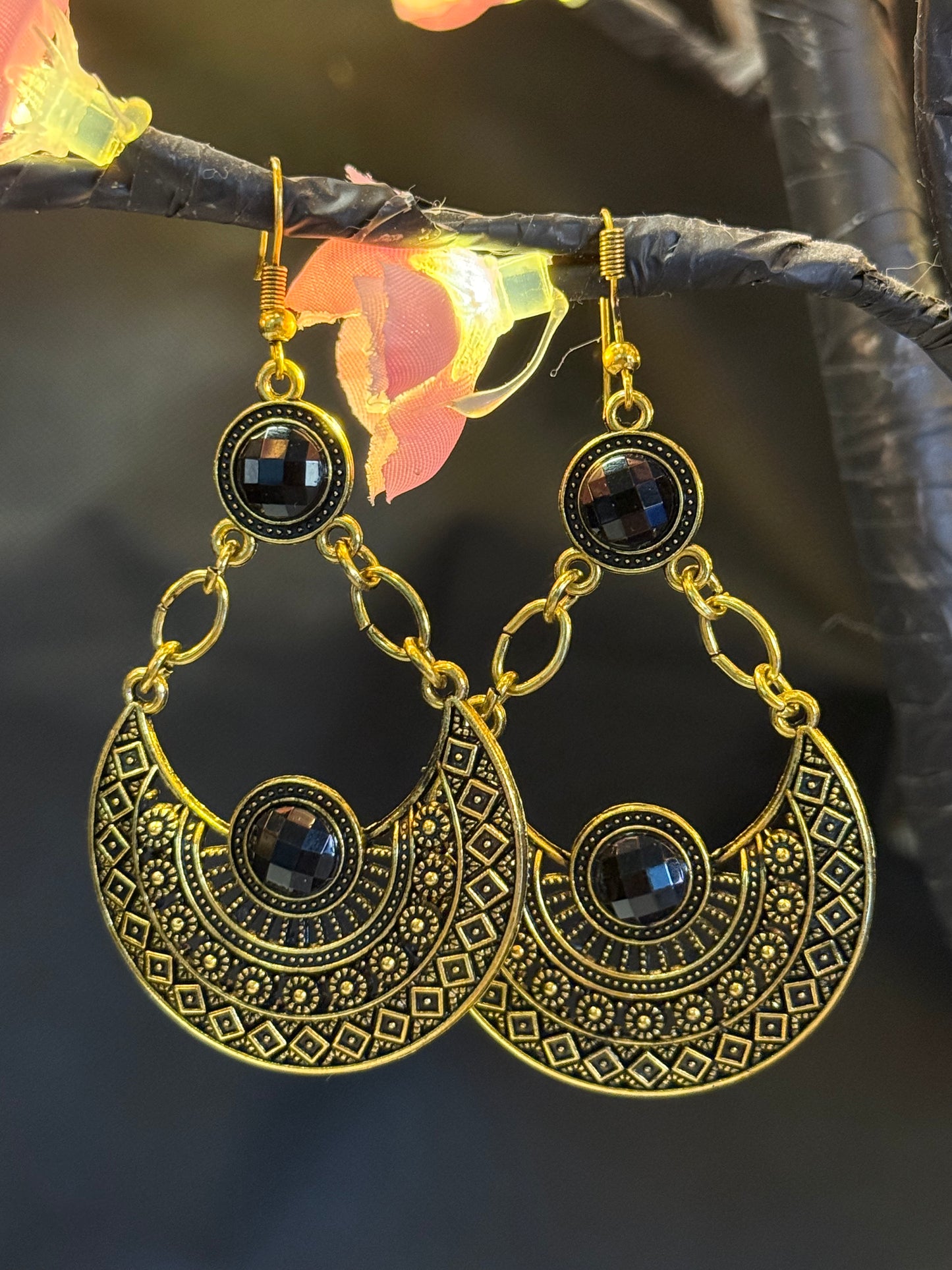 Noir Crescent Earrings
