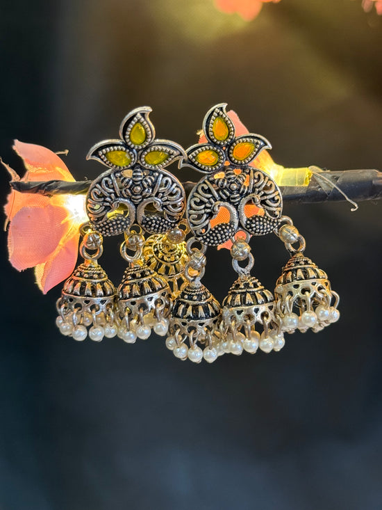 Triloka Jhumkas Yellow