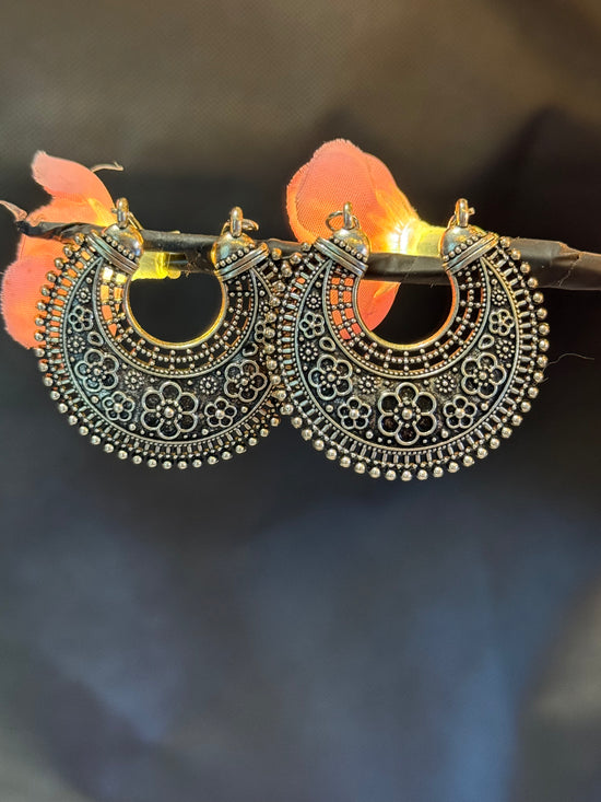 Aarvi Crescent Hoops Floral Bloom