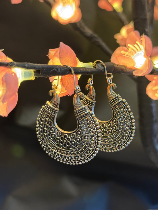 Aarvi Crescent Hoops Floral Motif