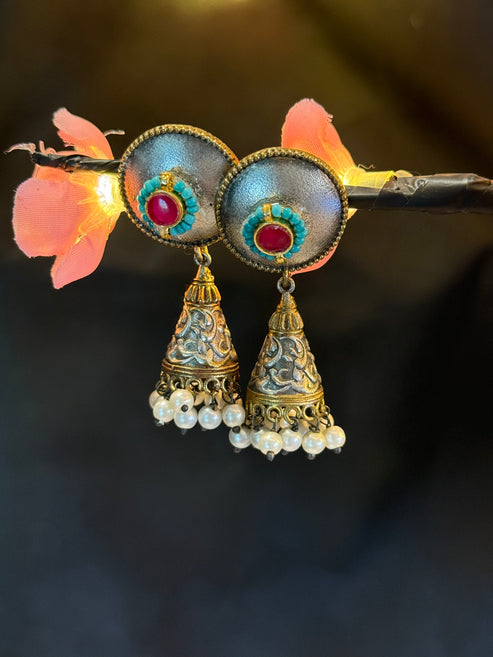 Ruby Royale Jhumkas