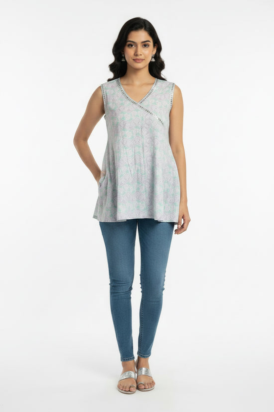 Sky High Sleeveless Short Kurti