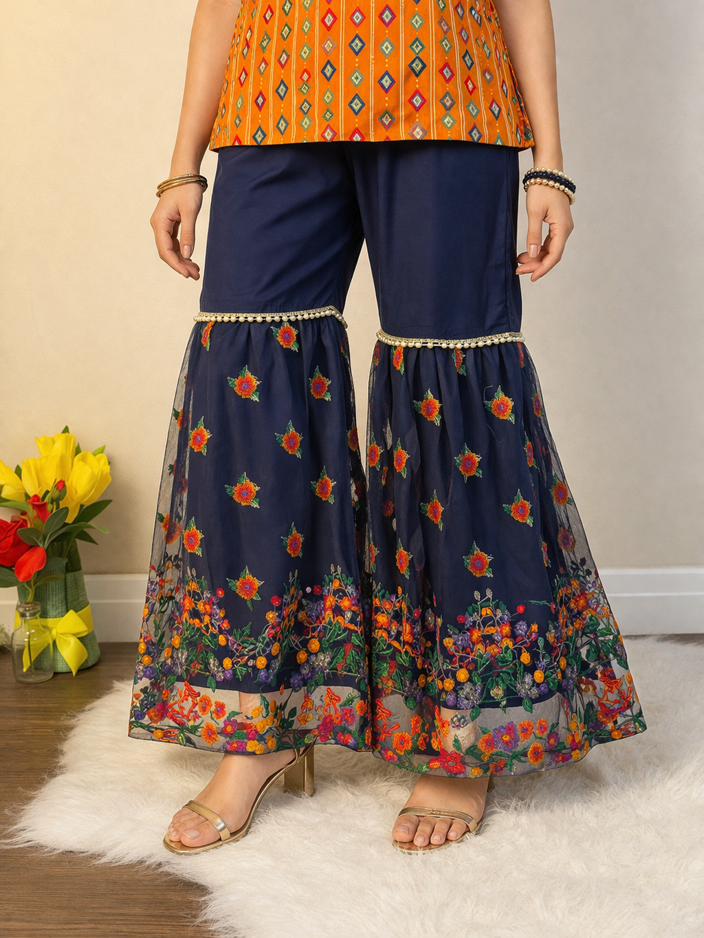 Premium Sharara Pants with Embroidery