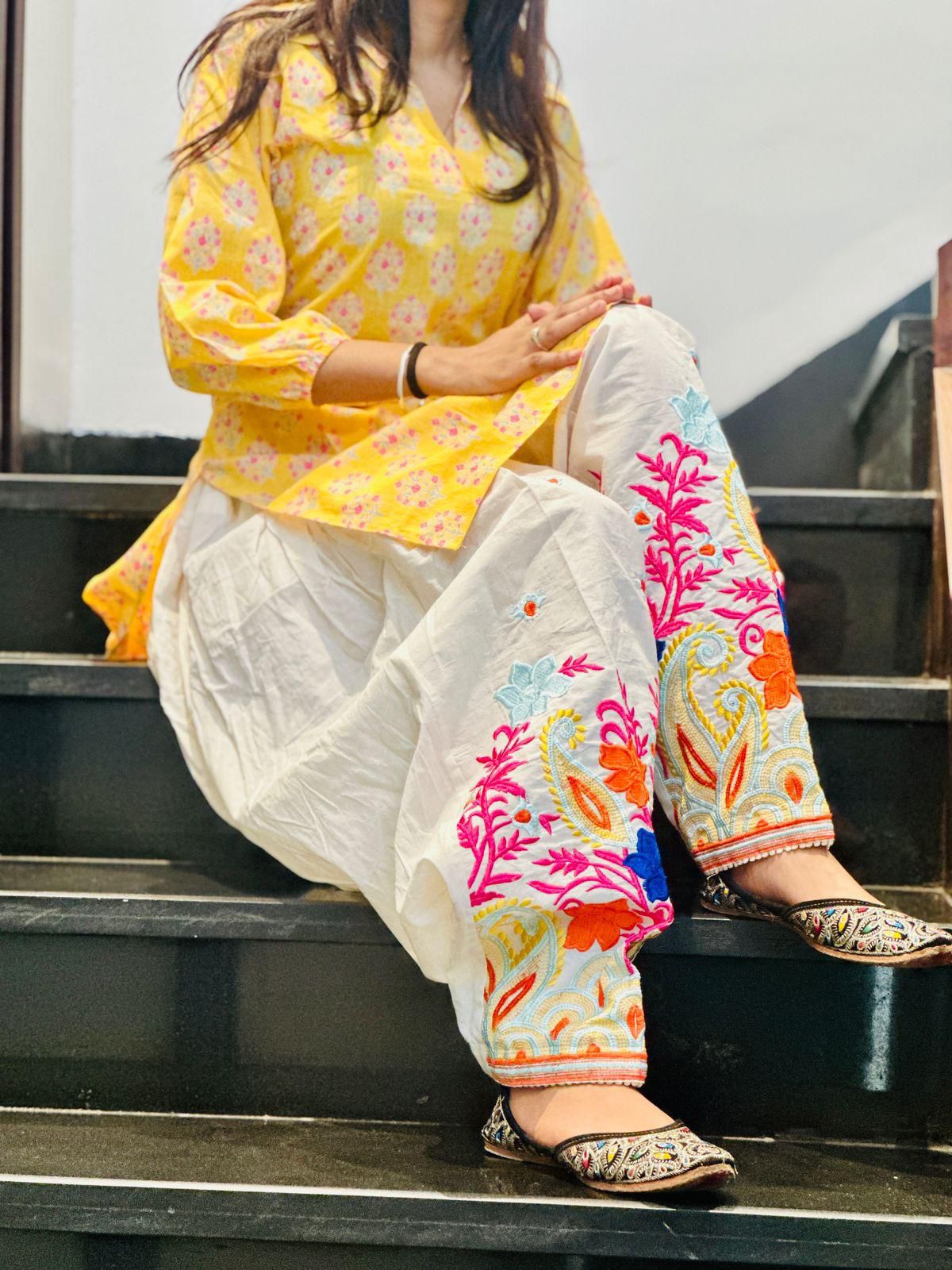 3-Piece Chikankari Pant Set