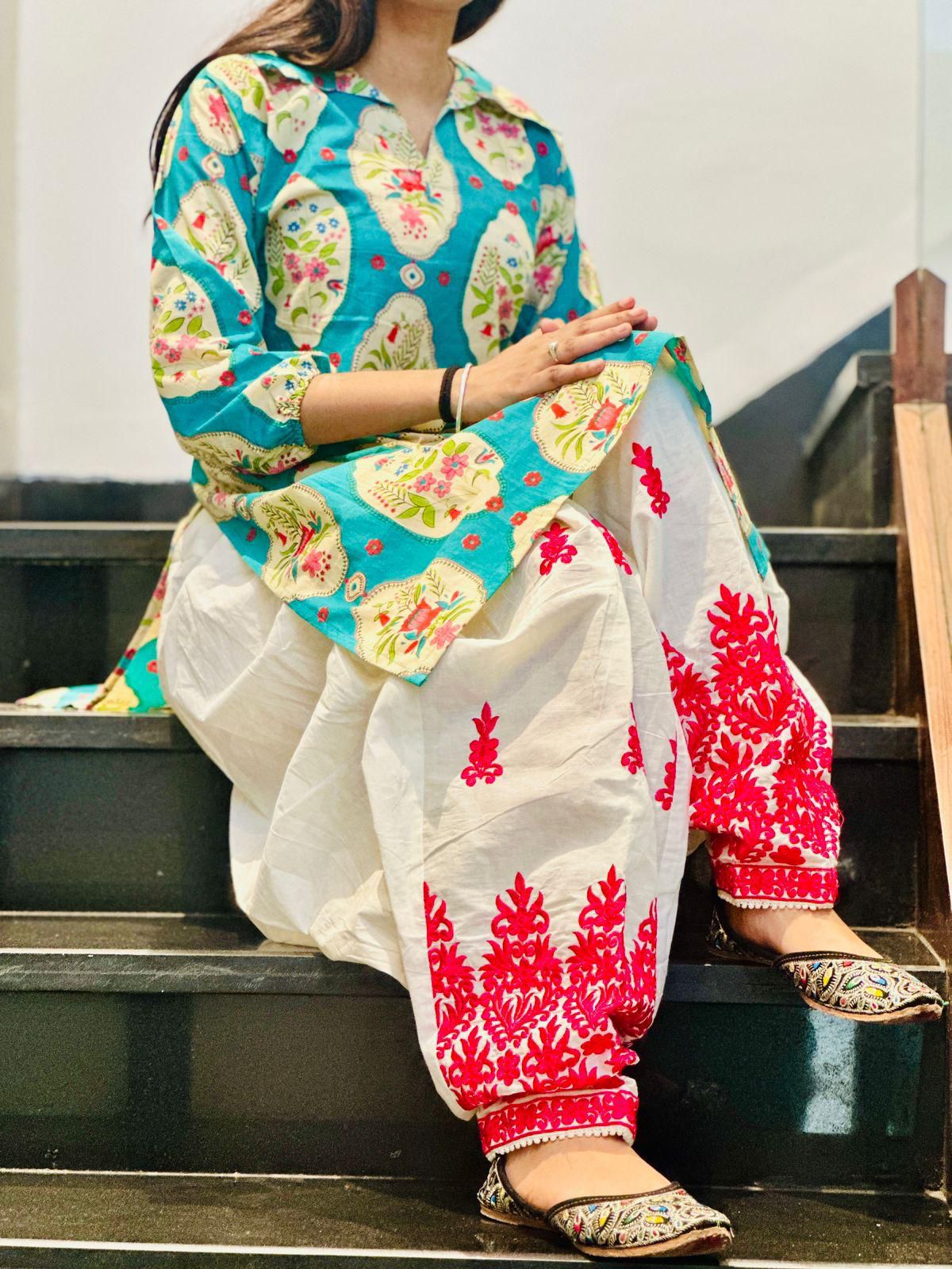 3-Piece Chikankari Pant Set