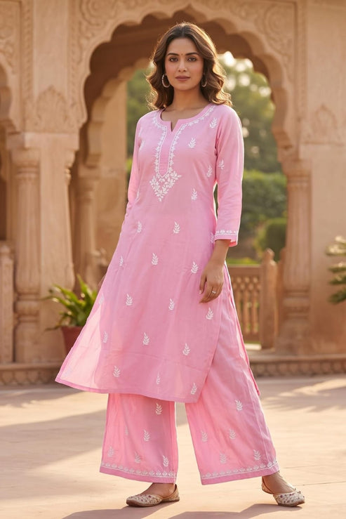 Plus Size Rayon Kurti Plazo Set