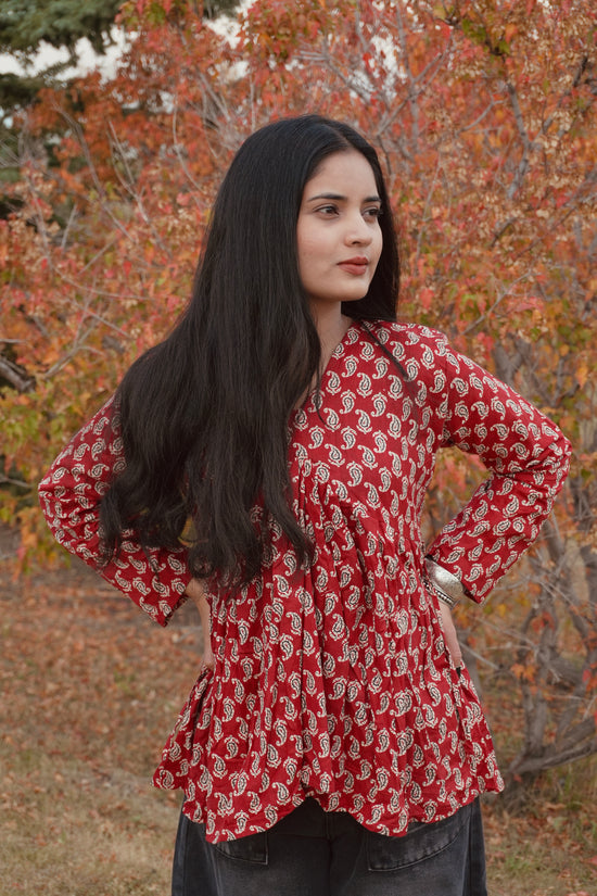 Red Heritage Paisley Kurti