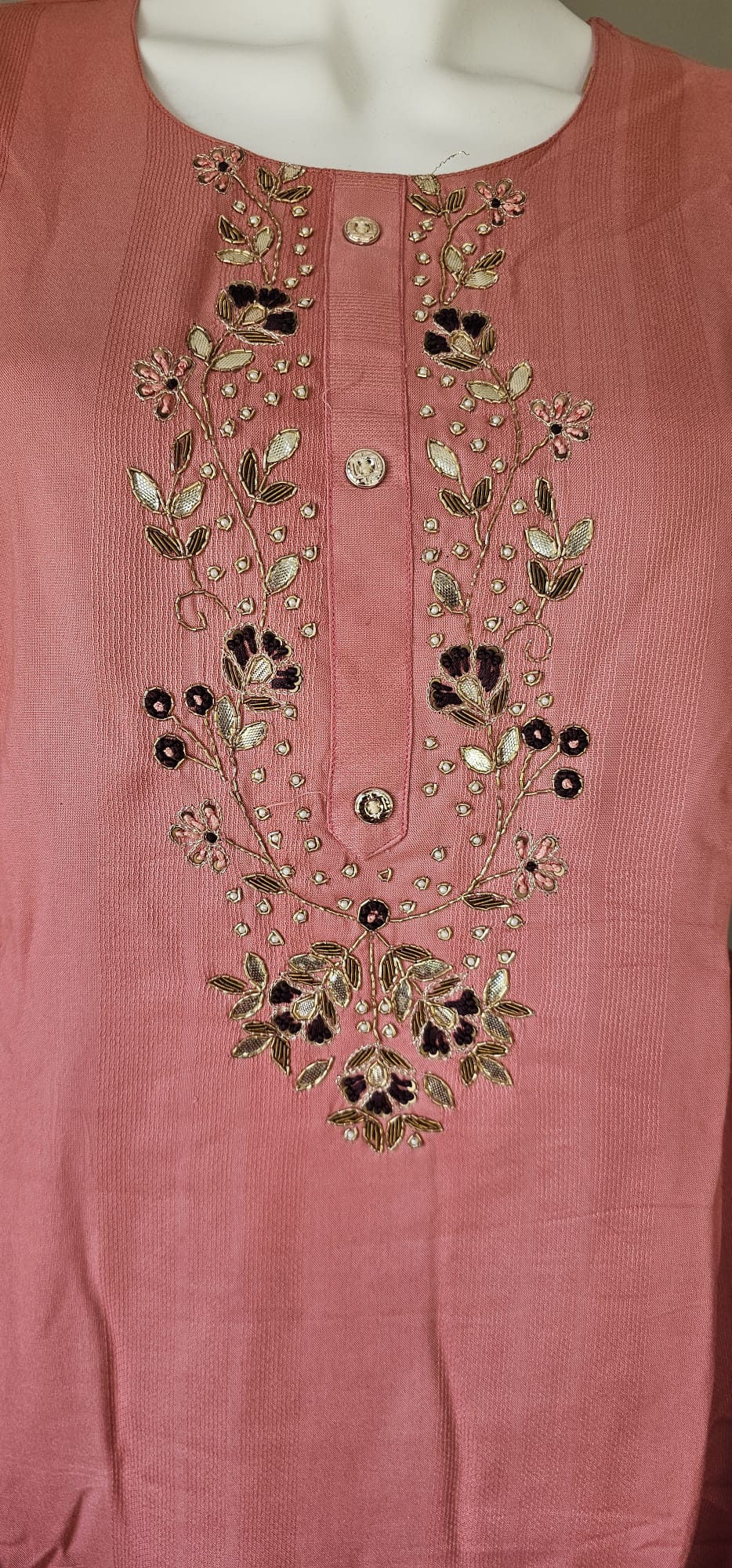 Ensemble tunique trois pièces marron saumon
