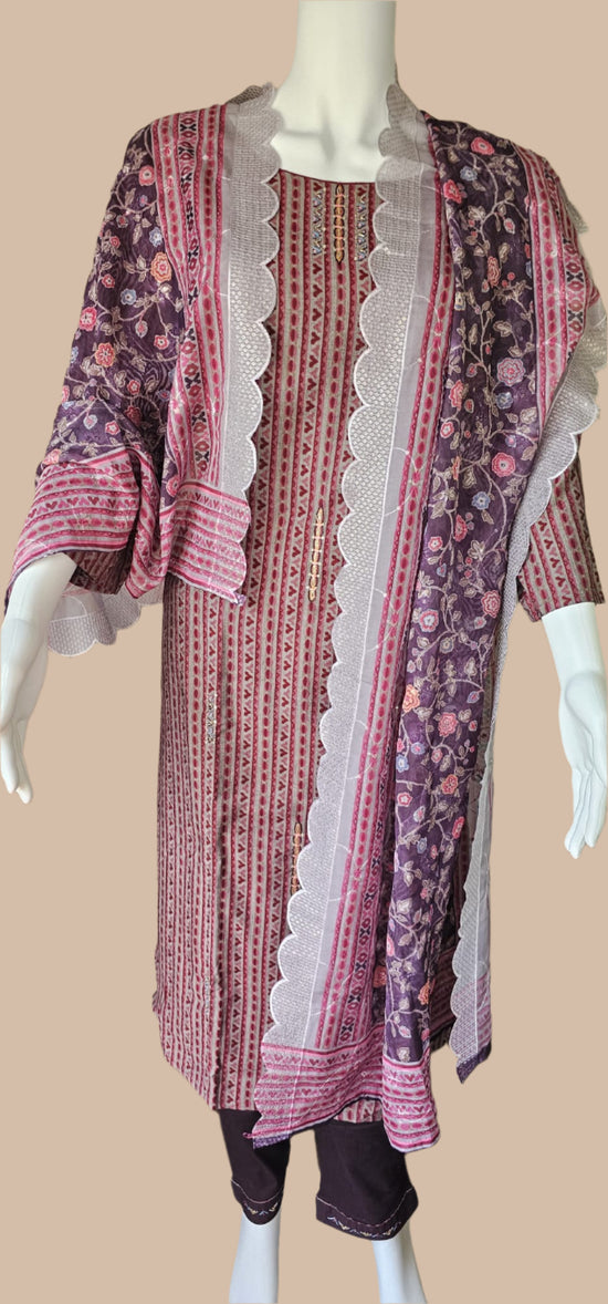Ensemble tunique trois pièces magenta