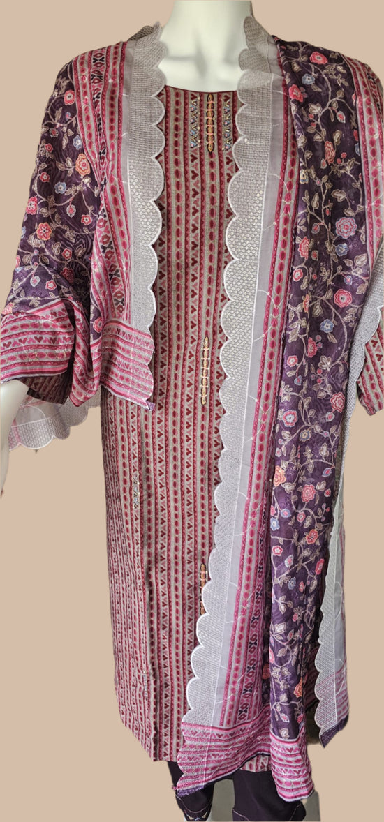 Ensemble tunique trois pièces magenta