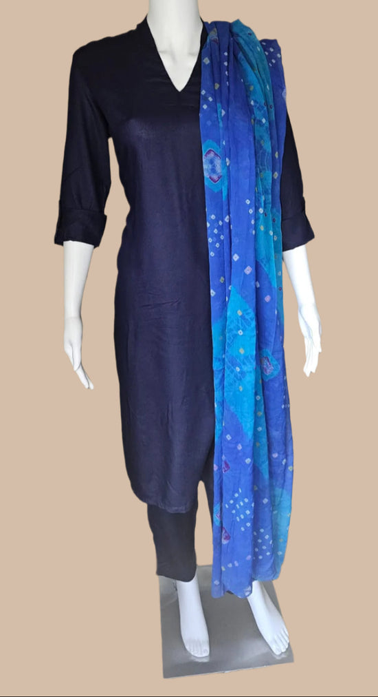 Ensemble tunique trois pièces marron et crème