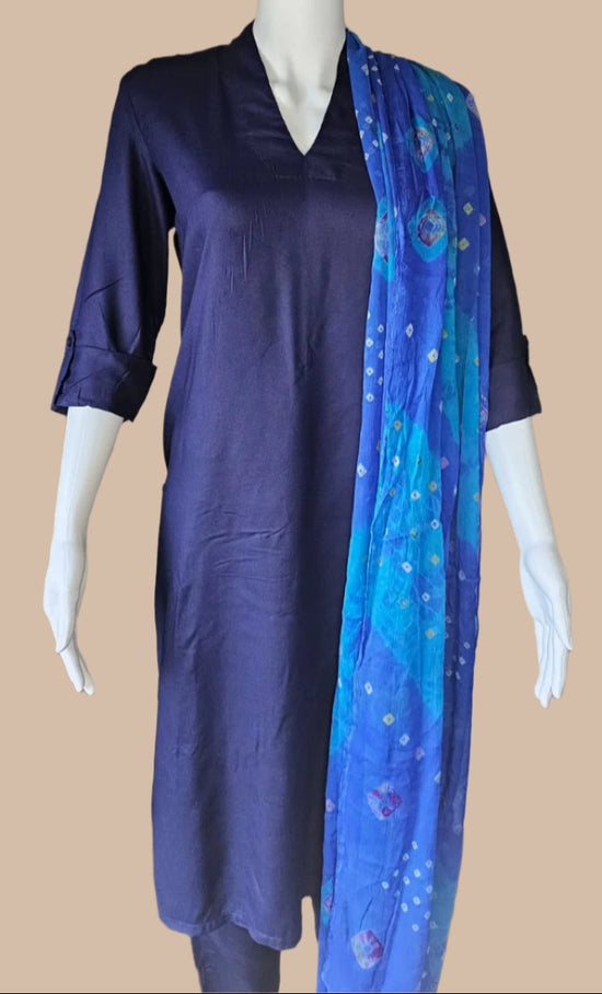 Ensemble tunique trois pièces marron et crème