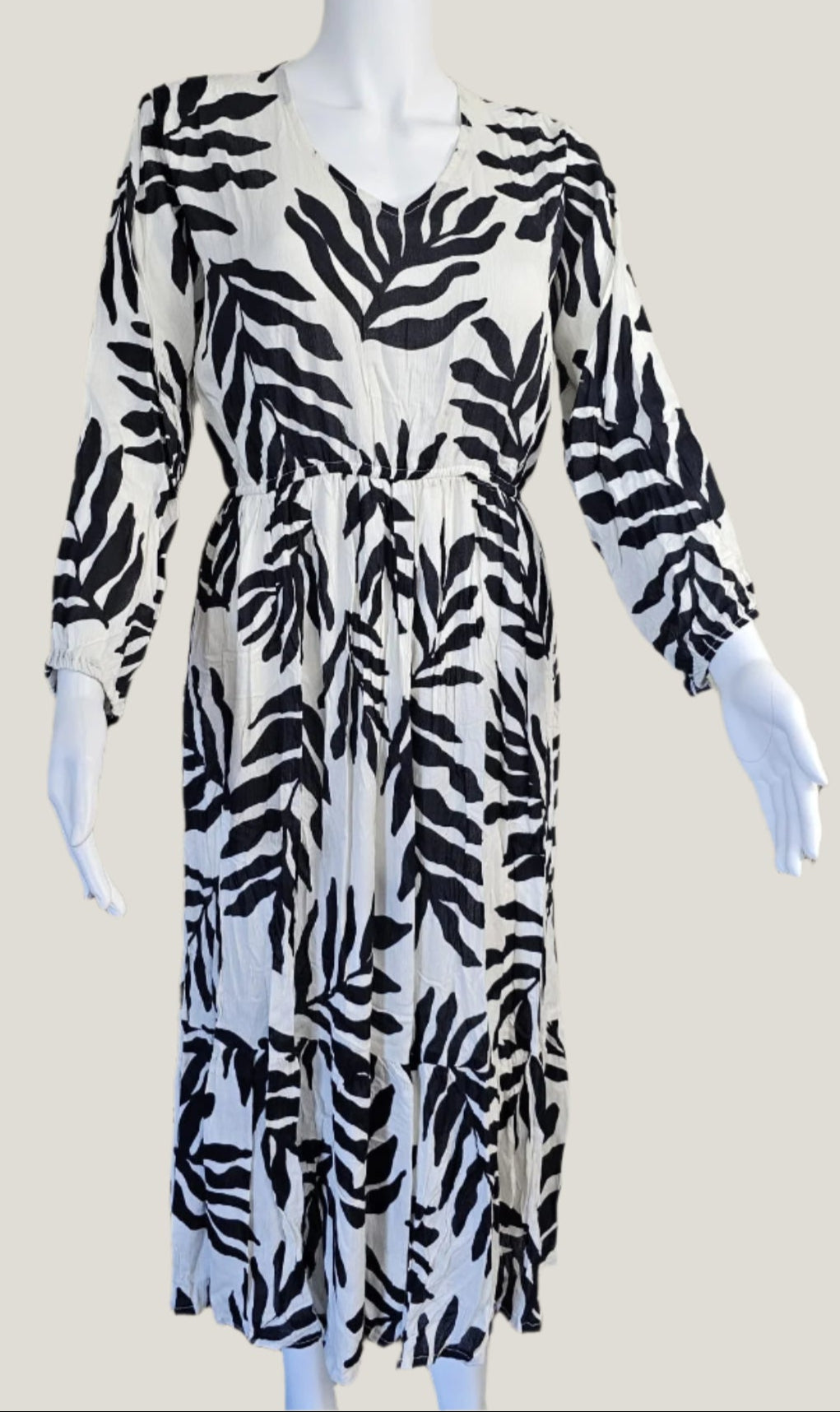 Black & White Palm Leaf Dress