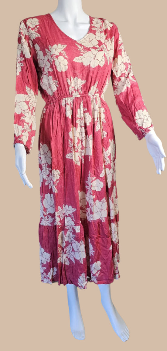 Robe longue pêche foncé et crème