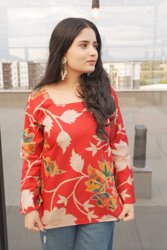 Ruby Garden Square-Neck Top