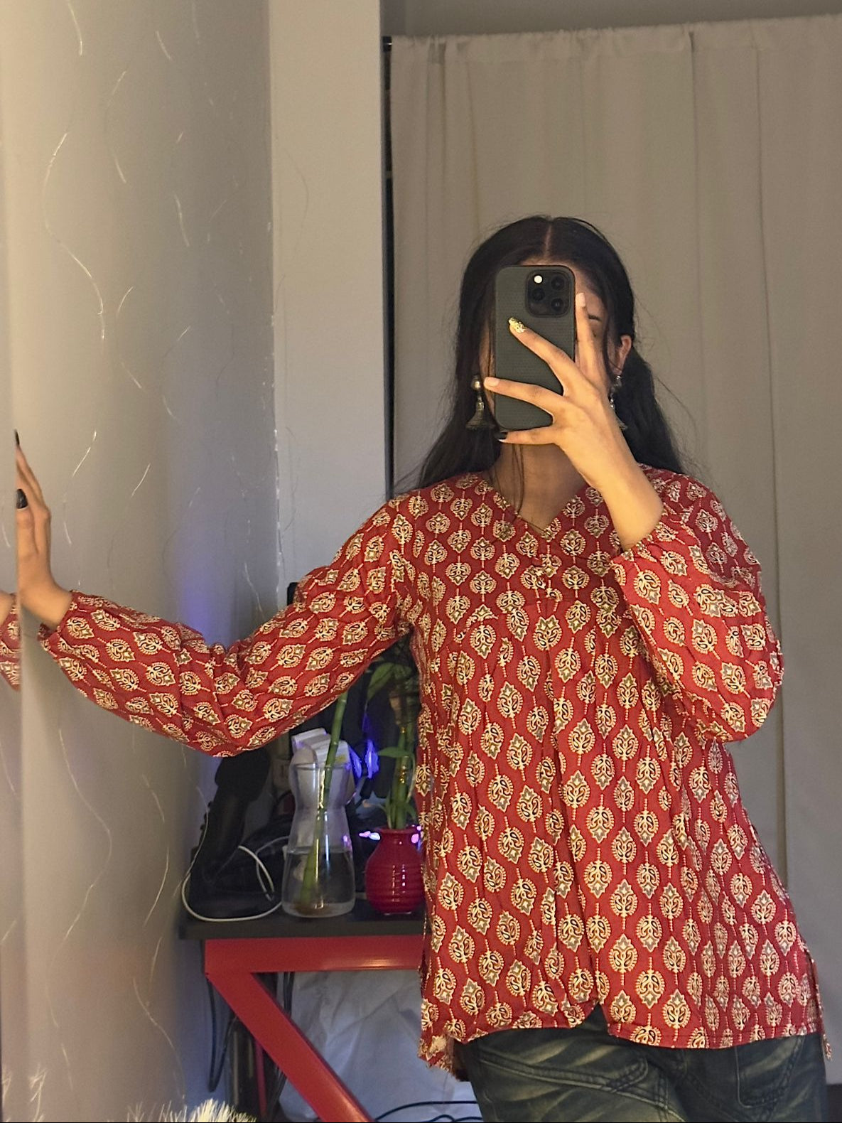 The Gulshan Kurti Red Fits S-L