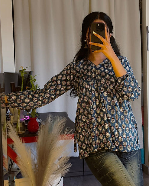 The Gulshan Kurti Blue Fits S-L