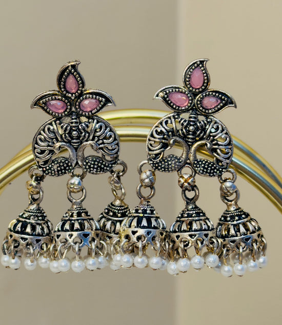 Gulabi Mor Jhumkas
