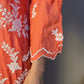 Tunique Chikankari Longue Pêche Foncé