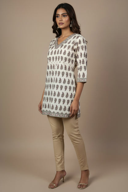 Cream Short Cotton Top
