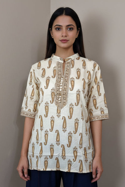 Desert Paisley Cotton Short Top