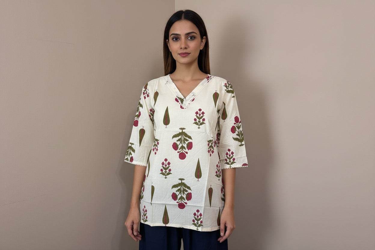 Garden Bloom Cotton Short Top