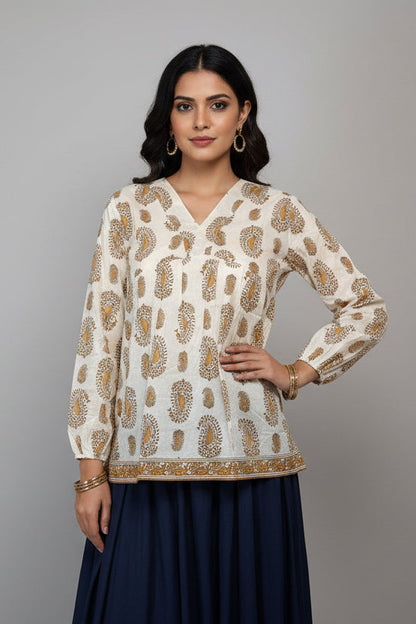 Paisley Meadow Cotton Short Top
