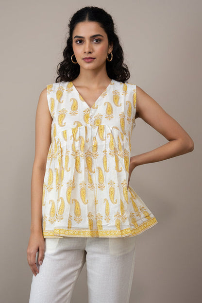 Paisley Petal Sleeveless Short Top