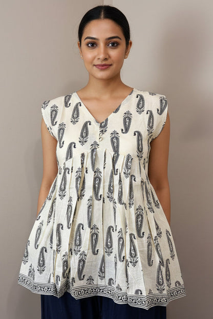 Paisley Petal Sleeveless Short Top