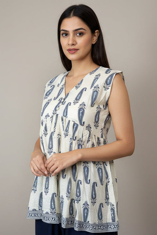 Paisley Petal Sleeveless Short Top
