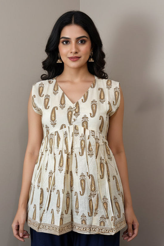 Paisley Petal Sleeveless Short Top