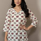 Cream Elephant Print Short Cotton Top