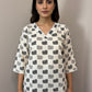 Cream Elephant Print Short Cotton Top