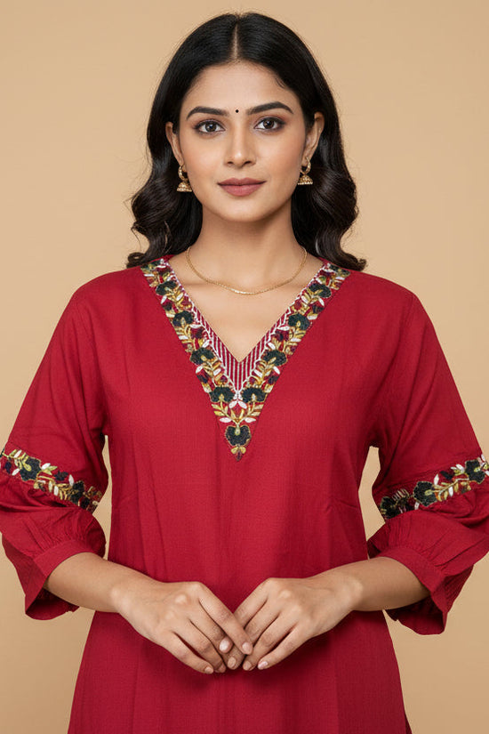 Rhea Embroidered Short Cotton Top