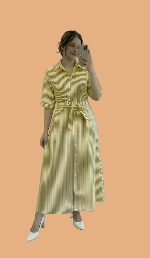 Classic Striped Shirt Dress