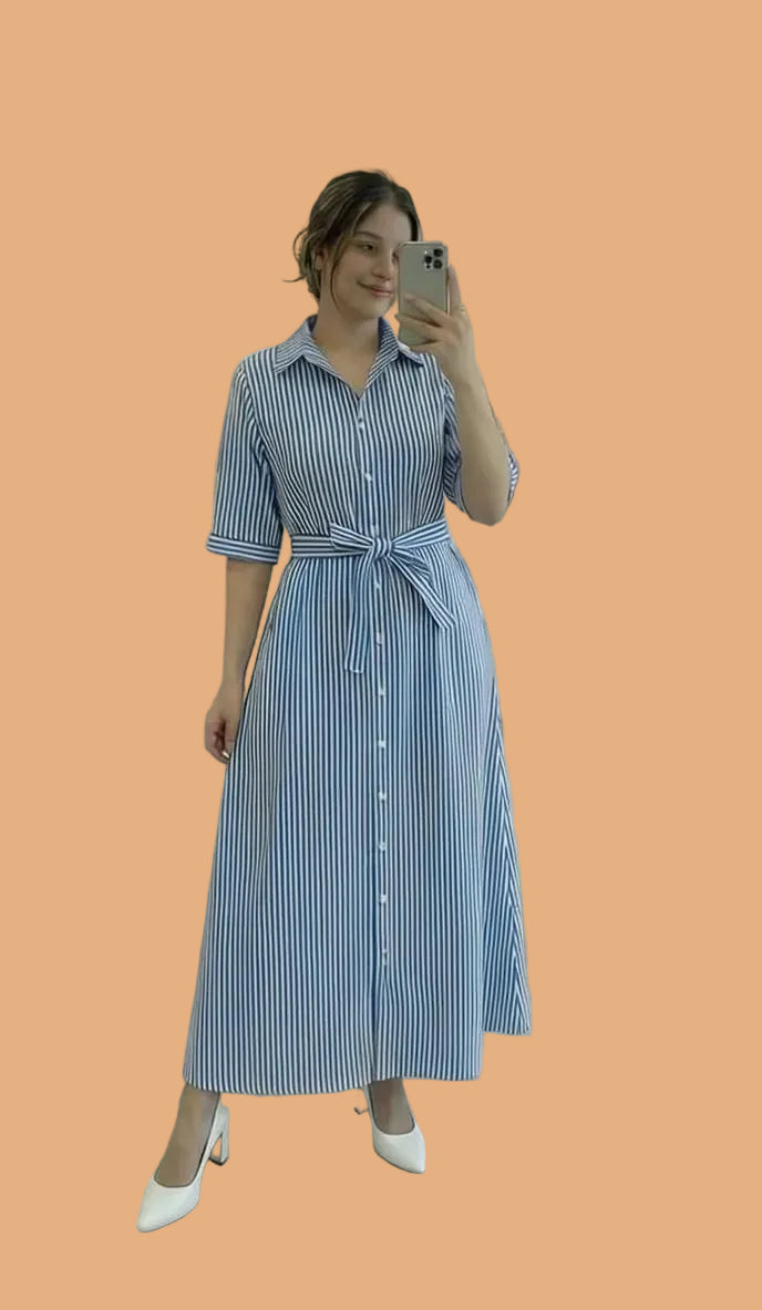 Classic Striped Shirt Dress